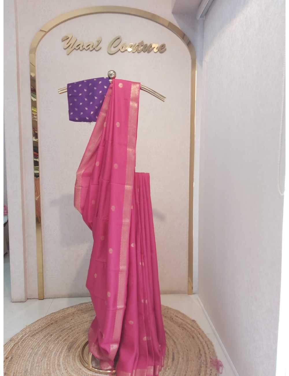 Viscose Saree with Coin Butta Pink