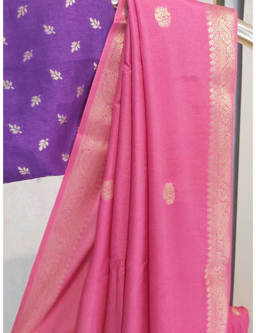 Viscose Saree with Coin Butta Pink