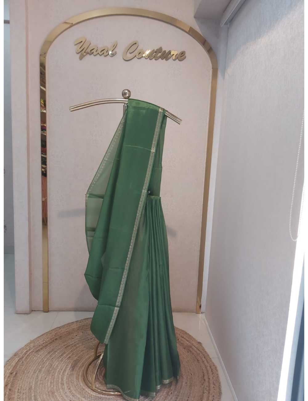 Crepe Mysore Silk Saree with Meenakari Blouse Green