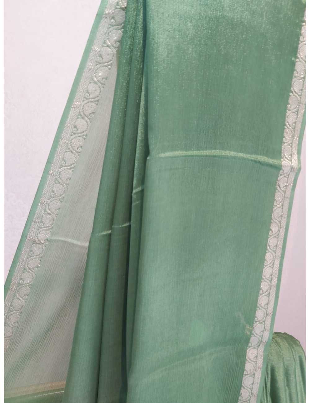 Crepe Mysore Silk Saree with Meenakari Blouse Green