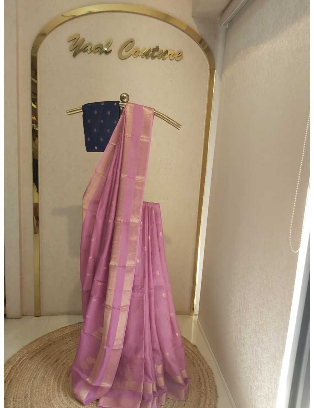 Bentex Border Butta Saree Pink