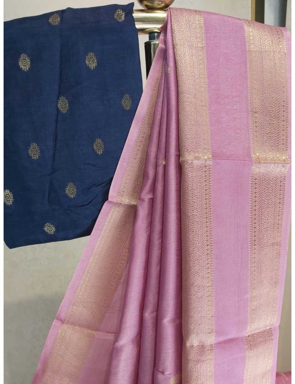 Bentex Border Butta Saree Pink