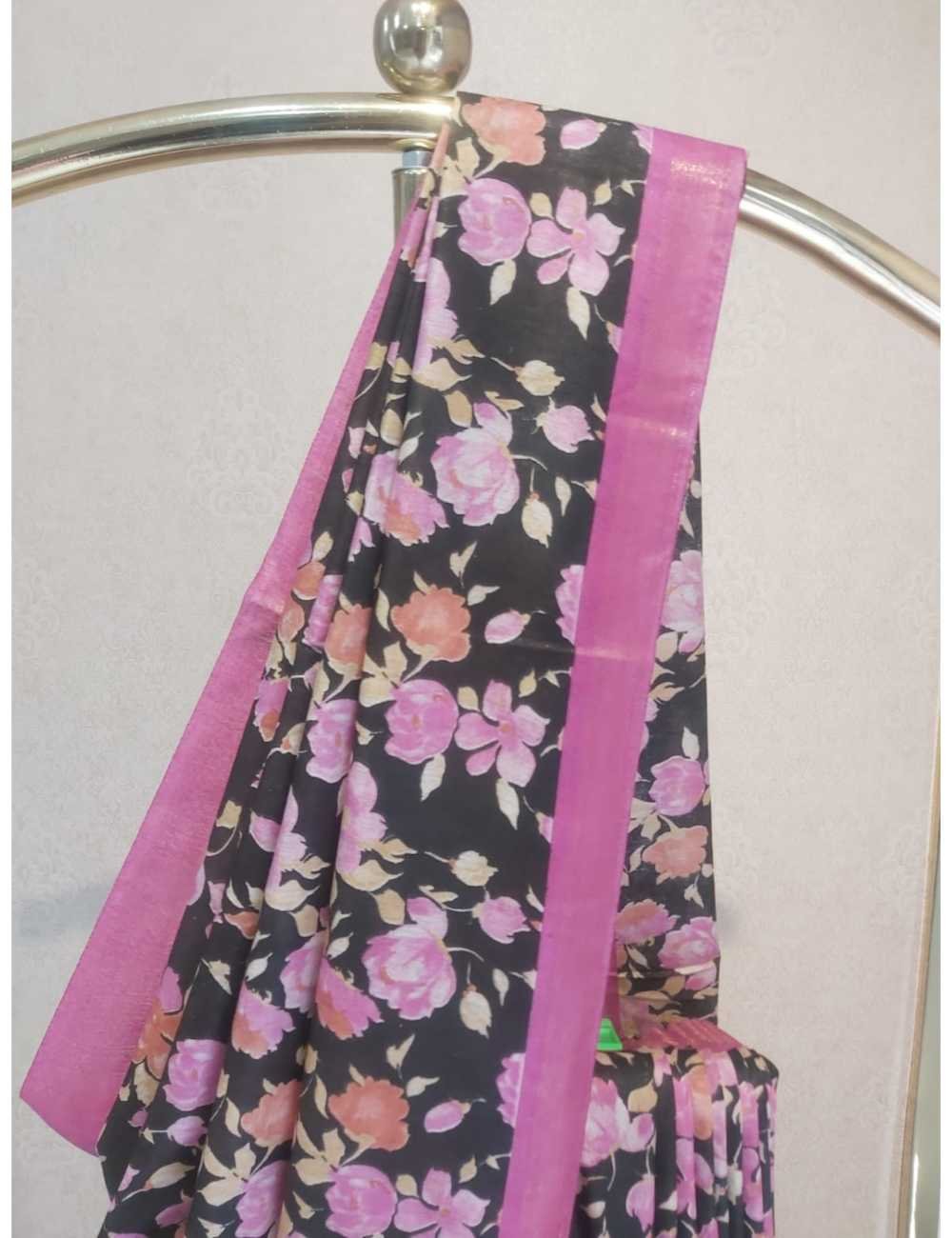 Saptal Black & Pink Elegant Saree