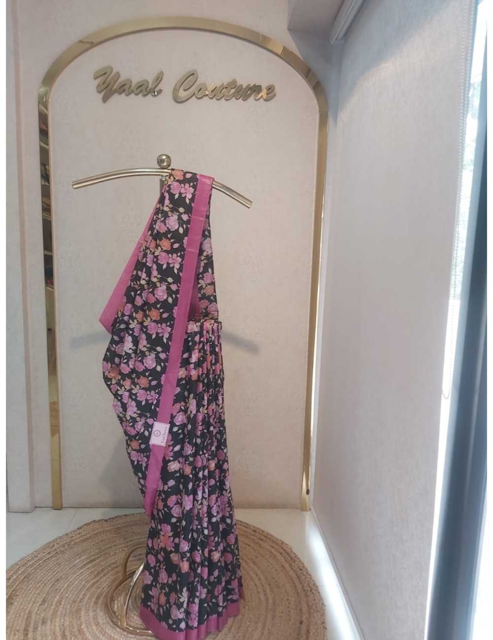 Saptal Black & Pink Elegant Saree