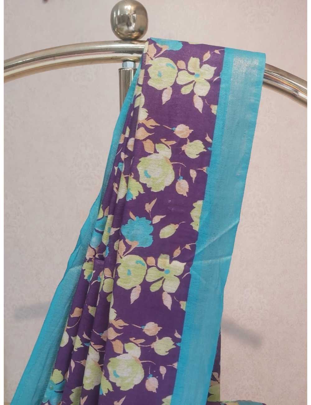 Saptal Violet & Blue Elegant Saree