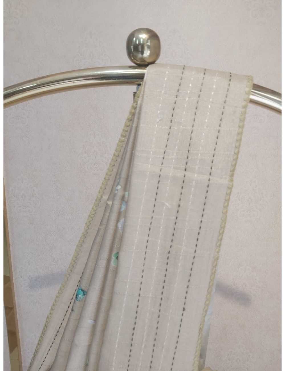 Semi Tassar Saree Pastel Olive Green