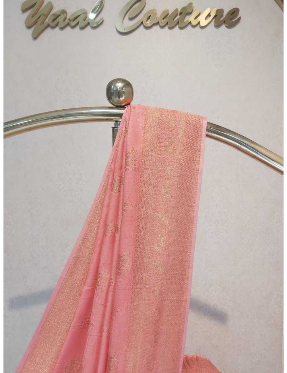 Kashmiri Silk Saree Peach