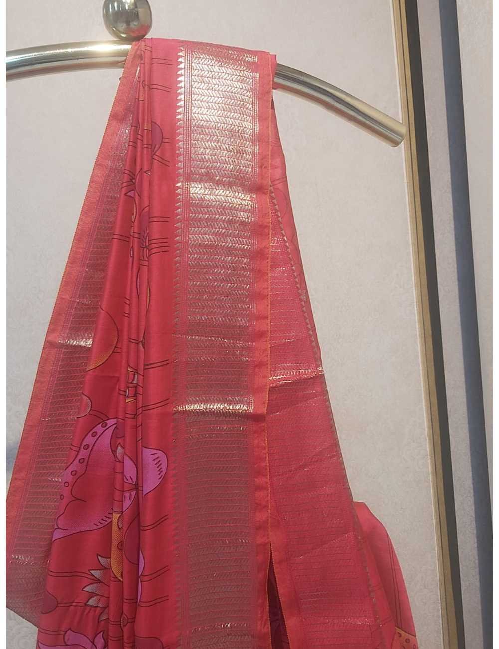 Soft Silk Mangalgiri Jakered Designer Saree Red