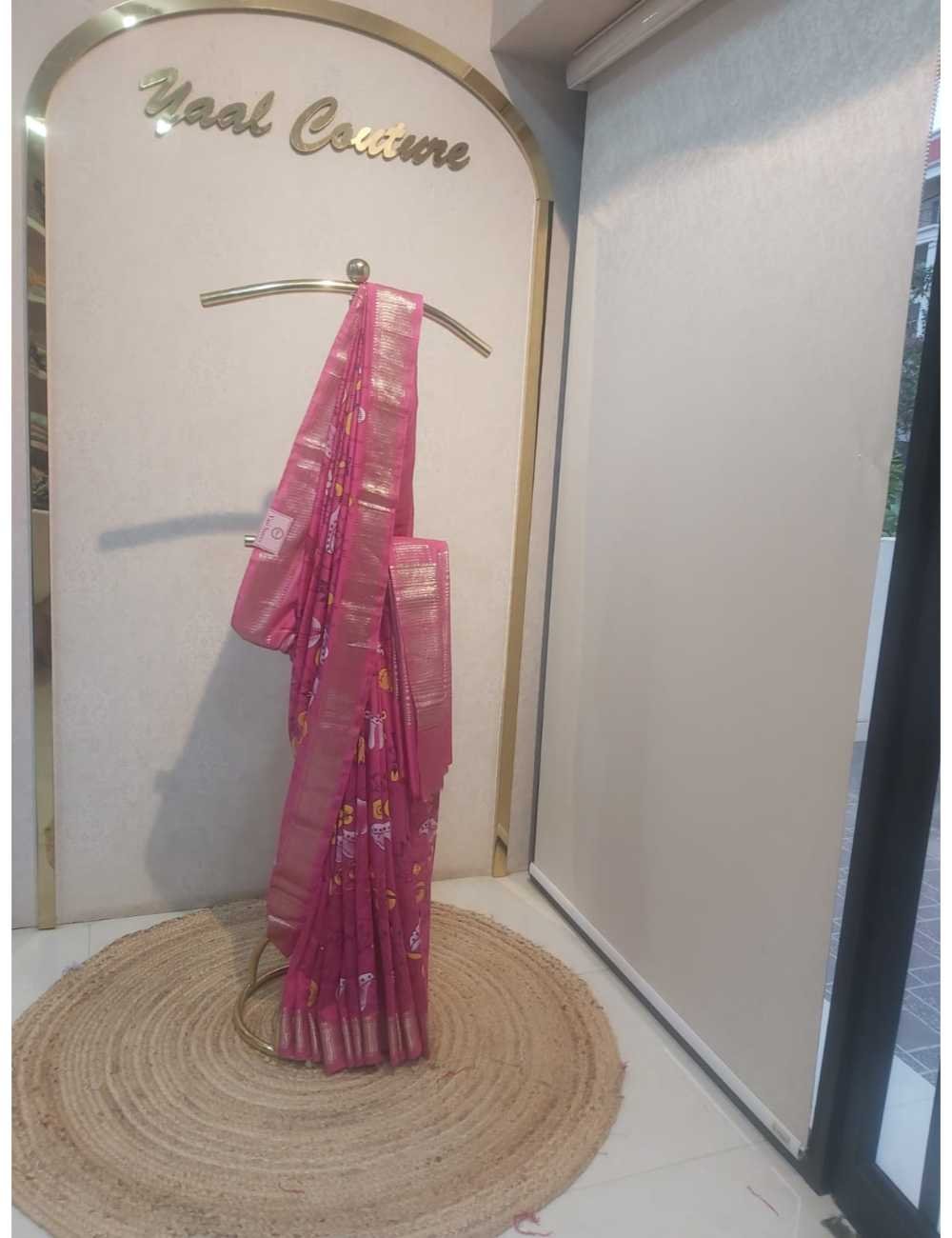 Soft Silk Mangalgiri Jakered Designer Saree Pink