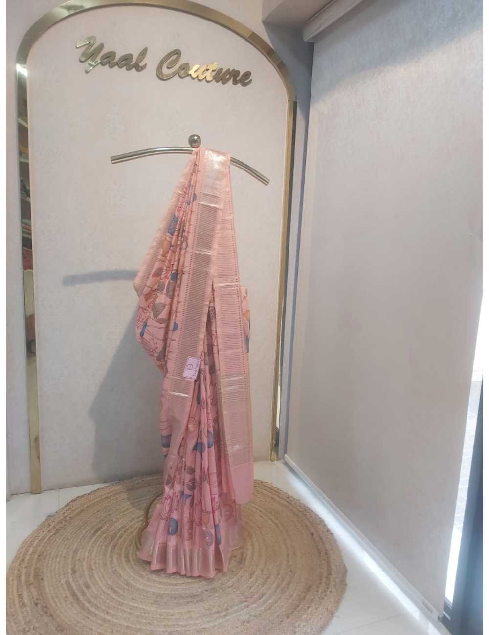 Soft Silk Mangalgiri Jakered Designer Saree Peach