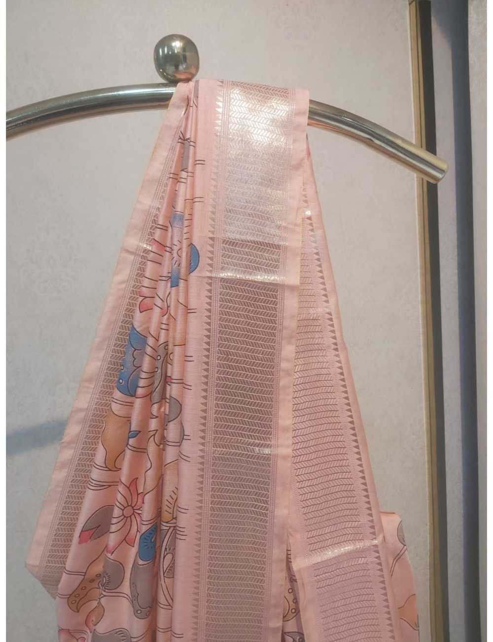 Soft Silk Mangalgiri Jakered Designer Saree Peach