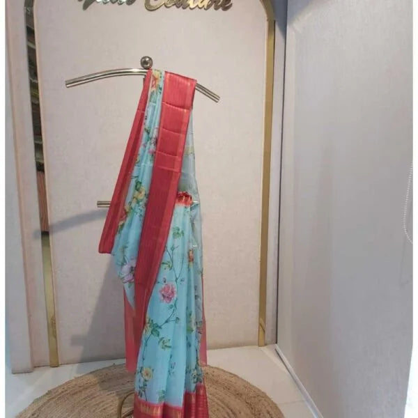 Sea Green Kota Saree With Gadwal Border