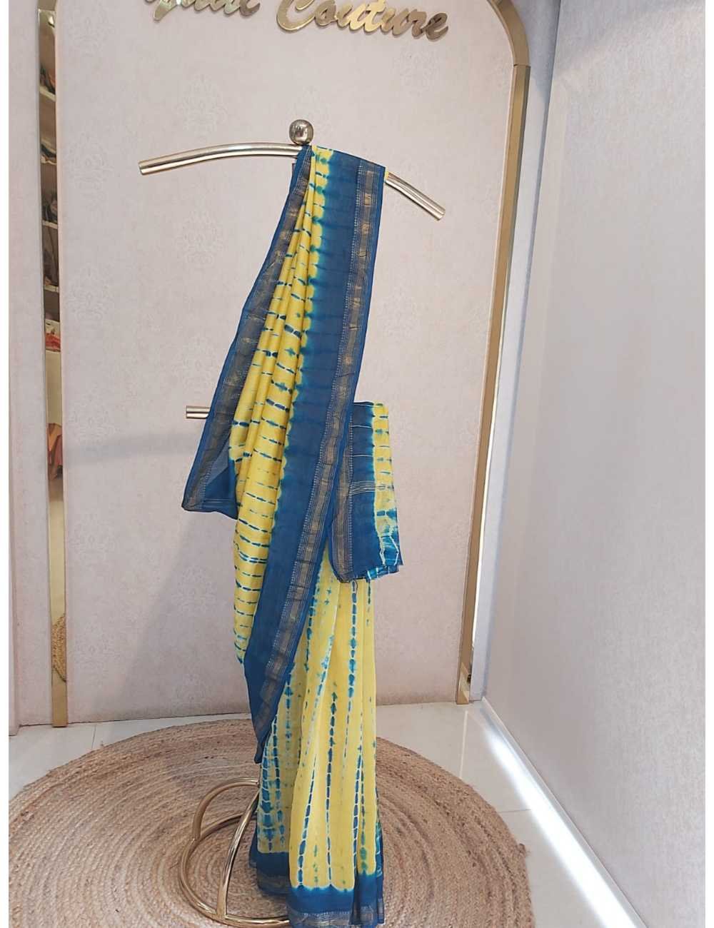 Maheshwari Silk Cotton in Yellow And Blue
