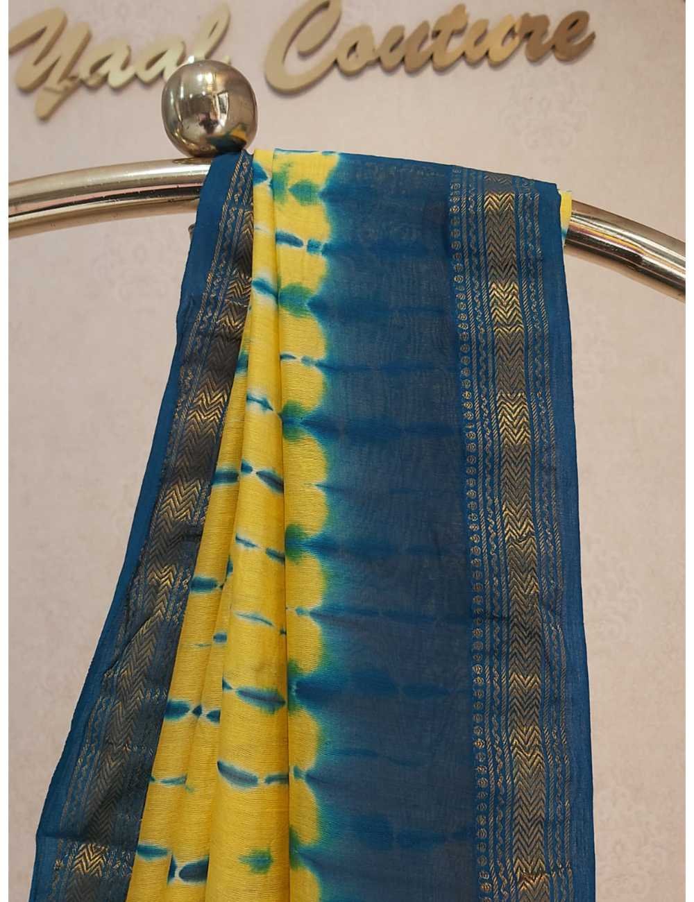 Maheshwari Silk Cotton in Yellow And Blue