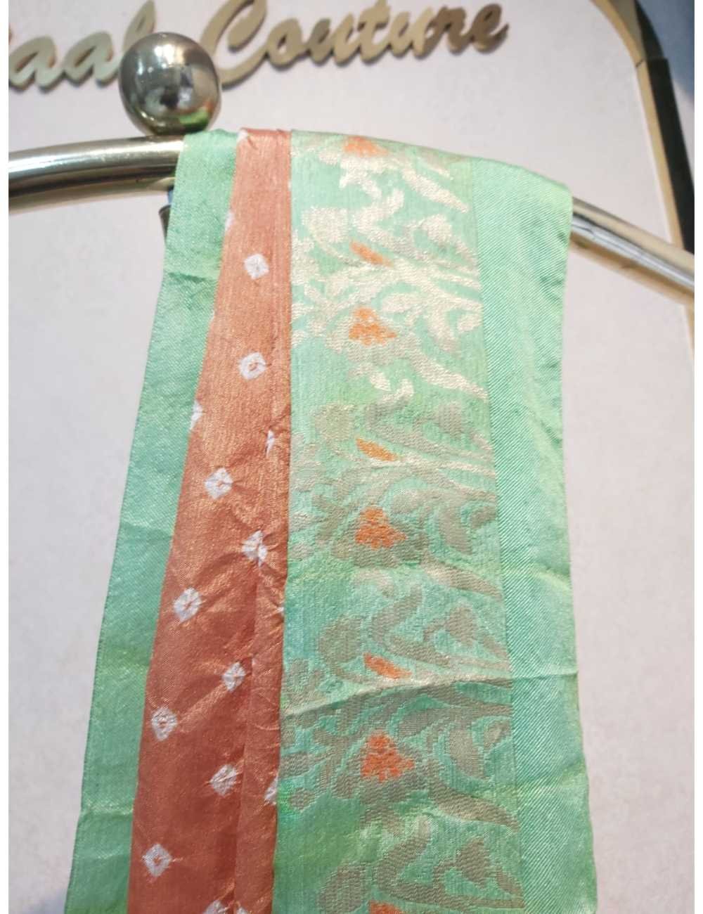 Bandhini in Rust Colour with Green Border