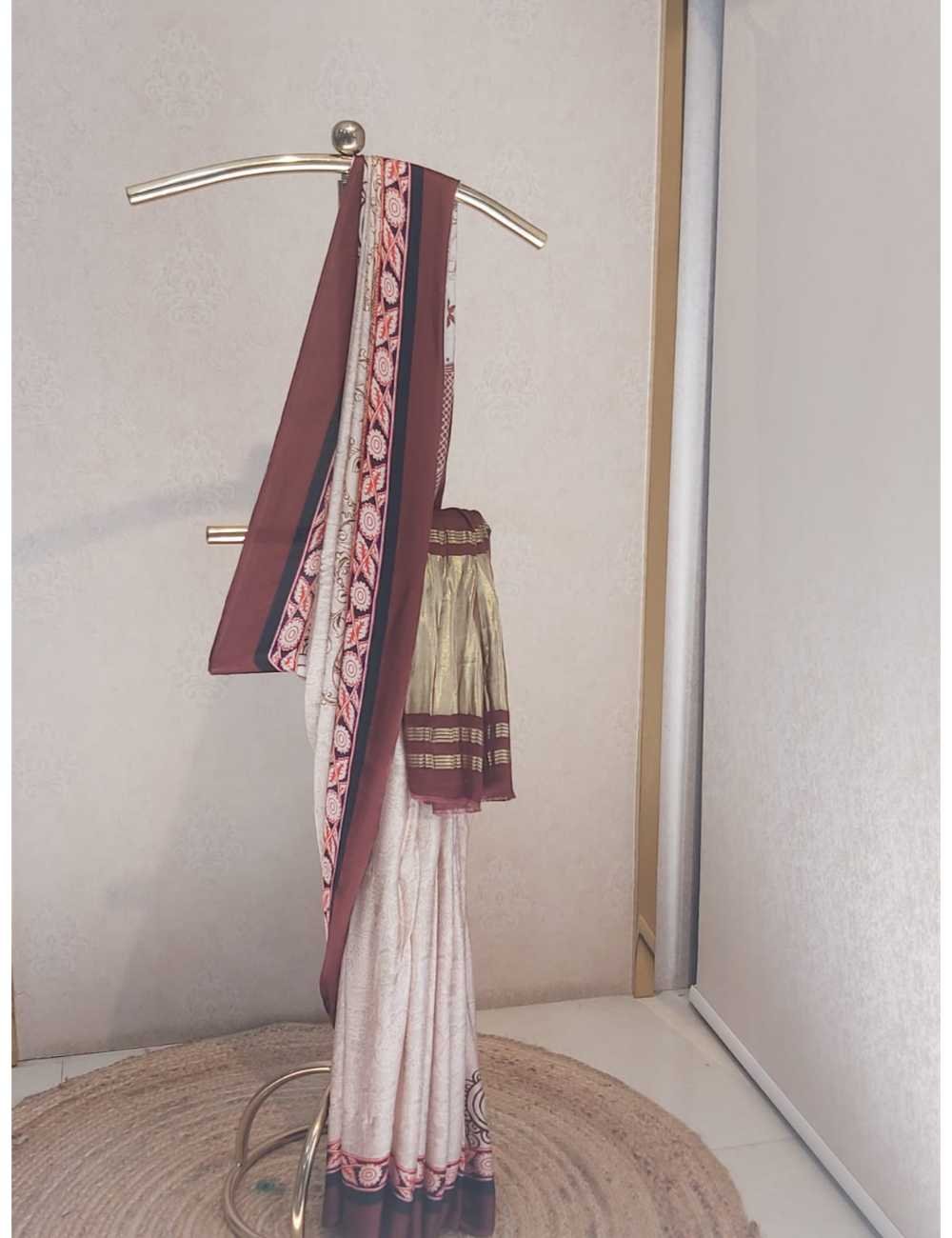 Modal Digital Print with Brown Border