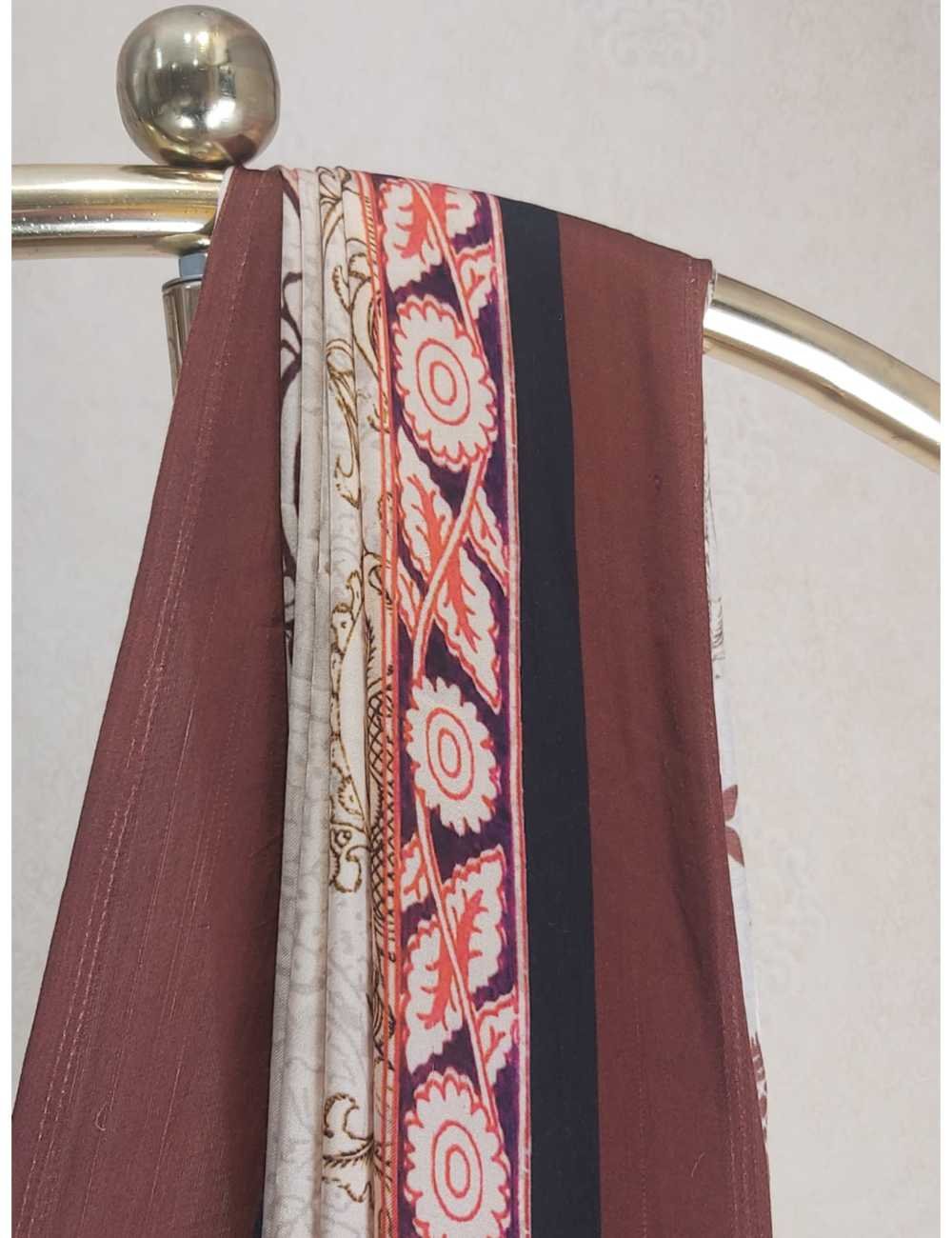 Modal Digital Print with Brown Border