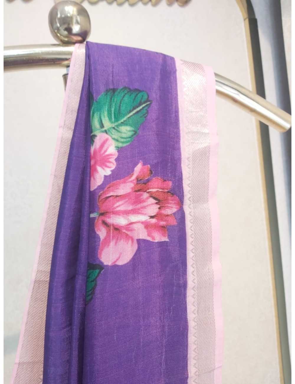 Digital Print Mangalgiri Saree Violet