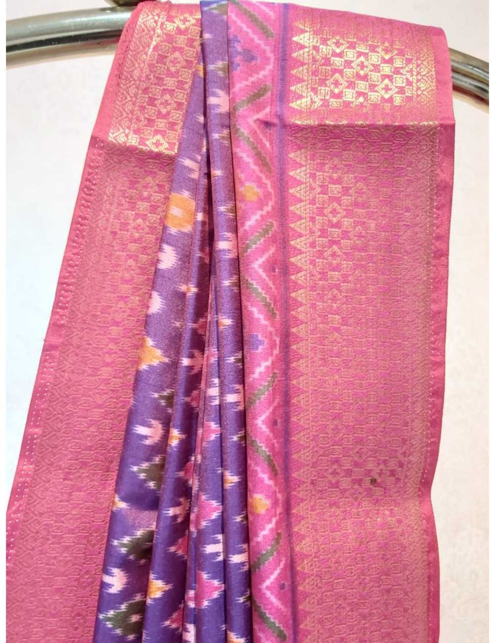 Patola Print  with Weaving Border in Purple