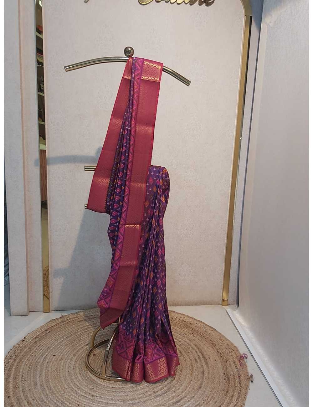 Patola Print  with Weaving Border in Purple