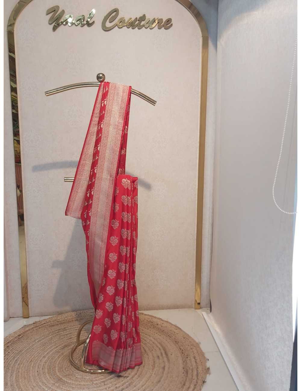 Gajji Silk Red with Gold Zari Border