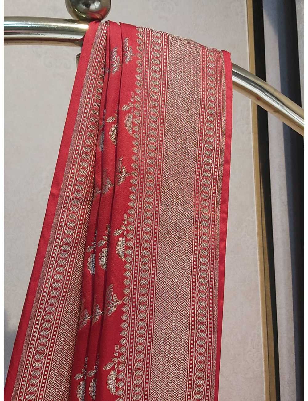 Gajji Silk Red with Gold Zari Border