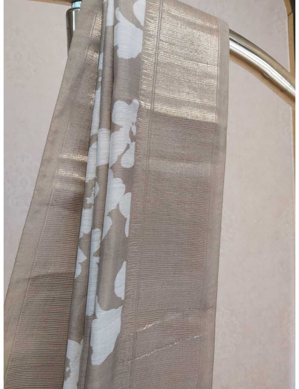 Soft Binny Crepe  with Brown Zari  Border