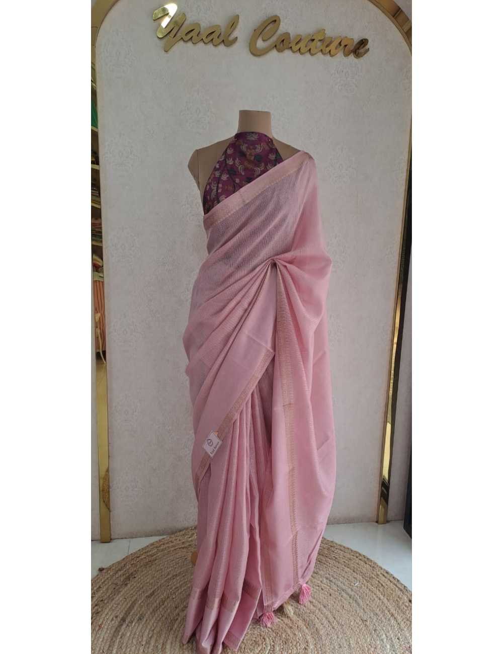 Onion Colour Kota with Gold Border