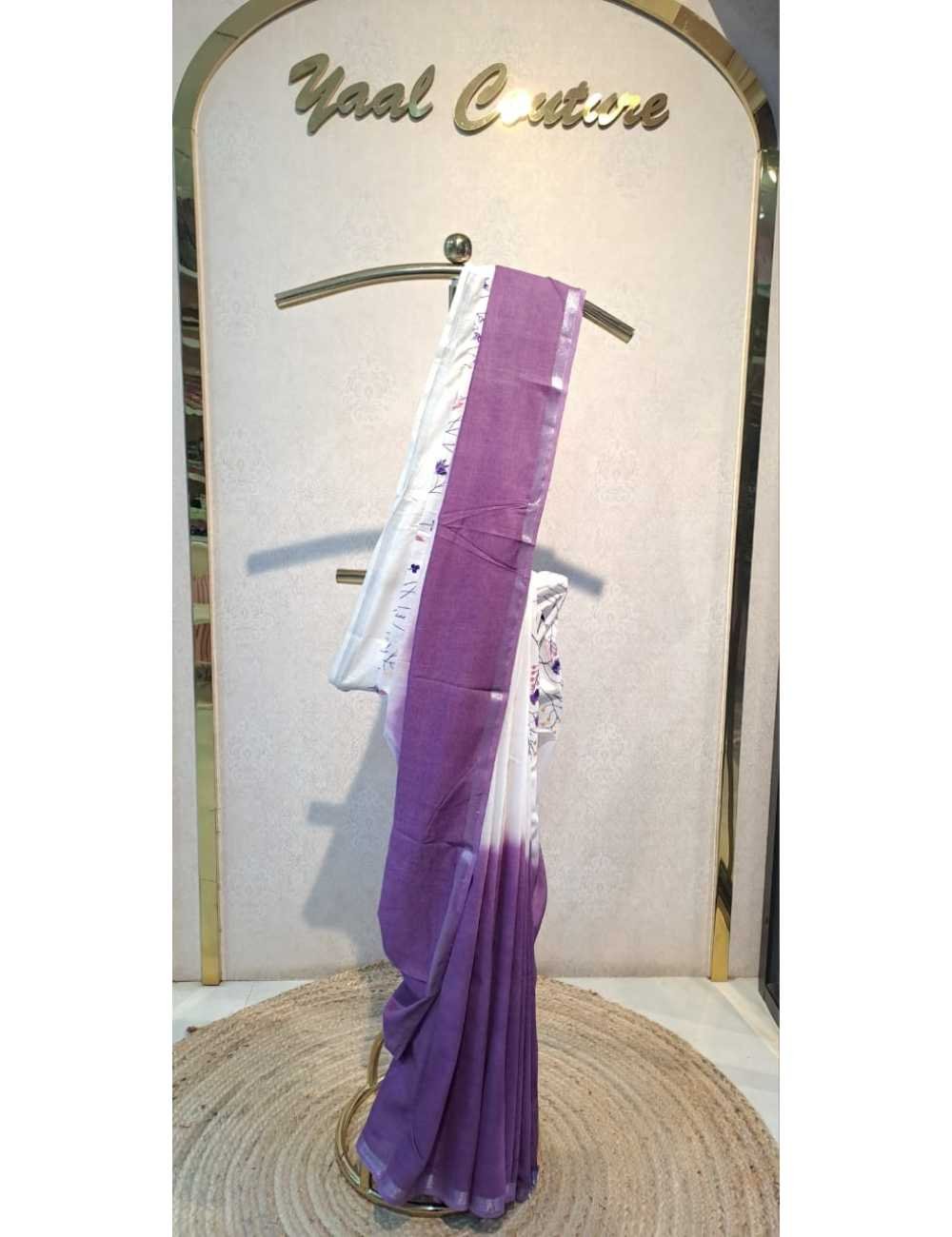 Ombre  Lenin with Thread Embroidery