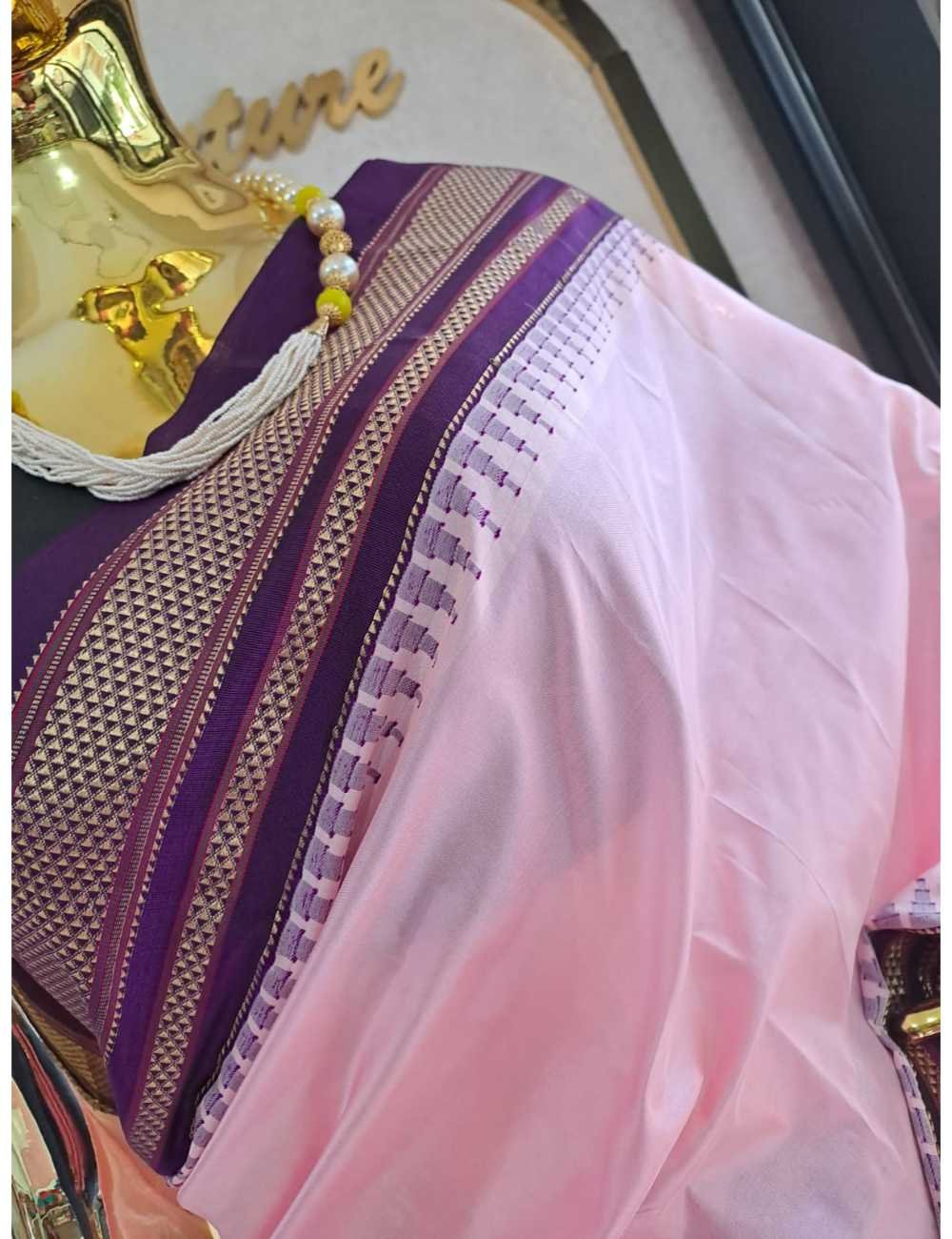 Pink And Purple Ilkal Pure Silk Saree