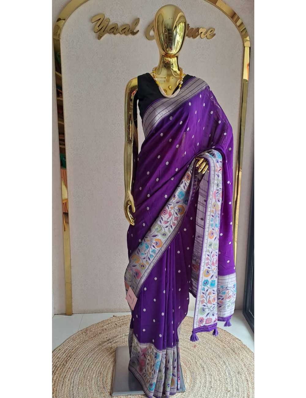 Purple Paithani Silk With Silver Zari