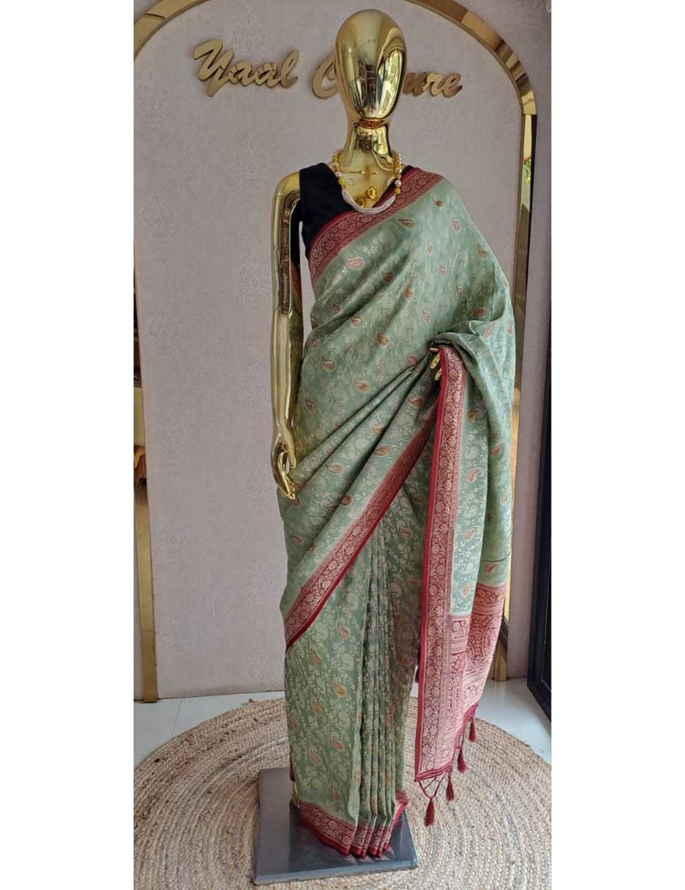 Mint Green Banarasi Silk with Paisley Motifs