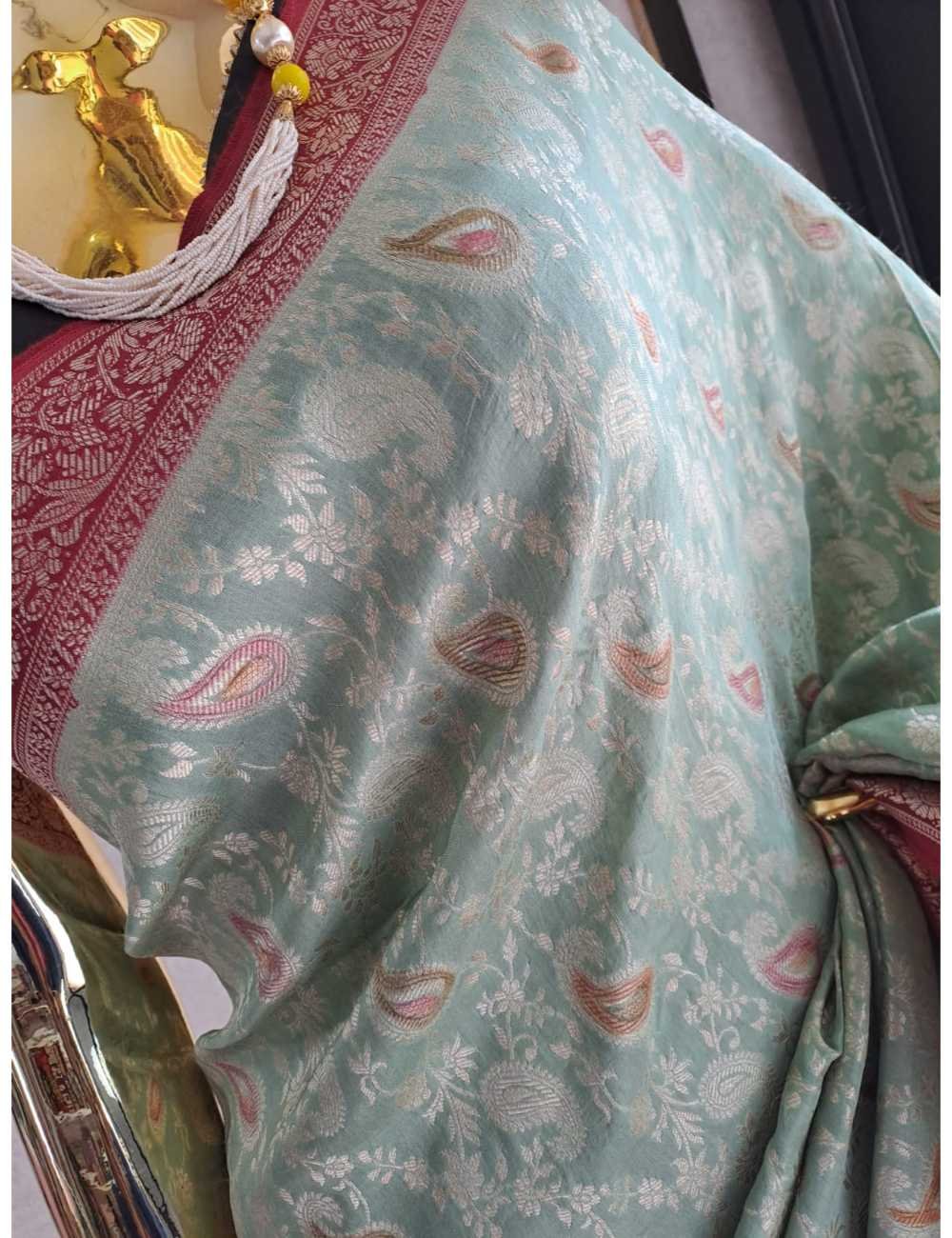 Mint Green Banarasi Silk with Paisley Motifs