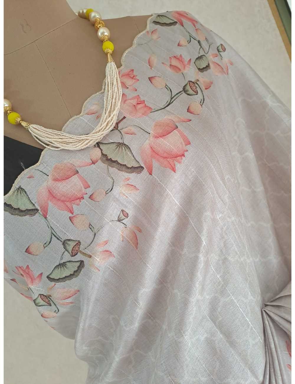 Semi Tassar Cut Work Onion Shade