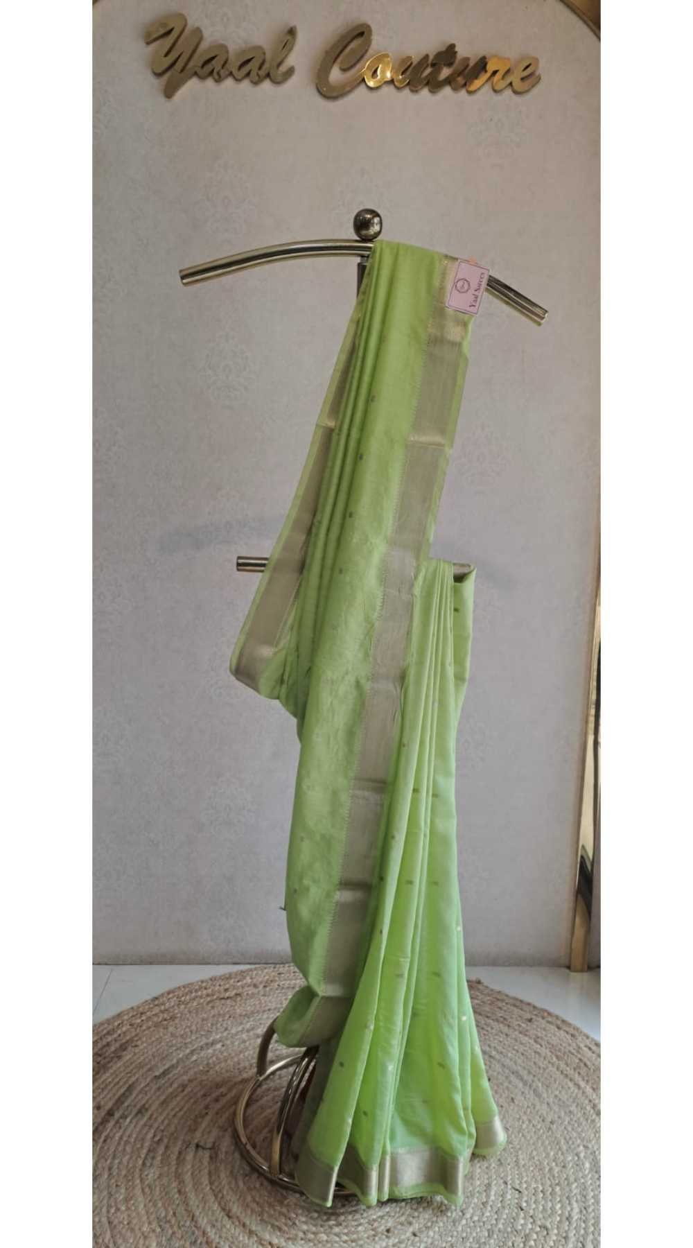 Graceful Chanderi Green Saree
