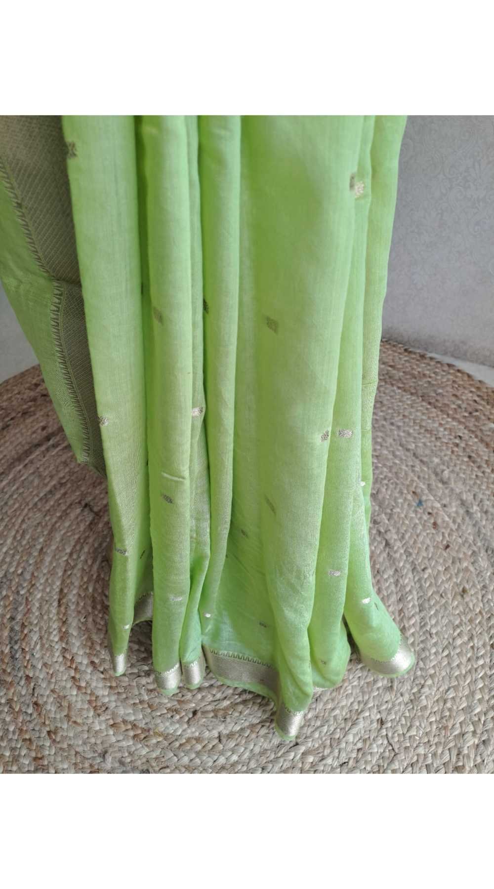 Graceful Chanderi Green Saree