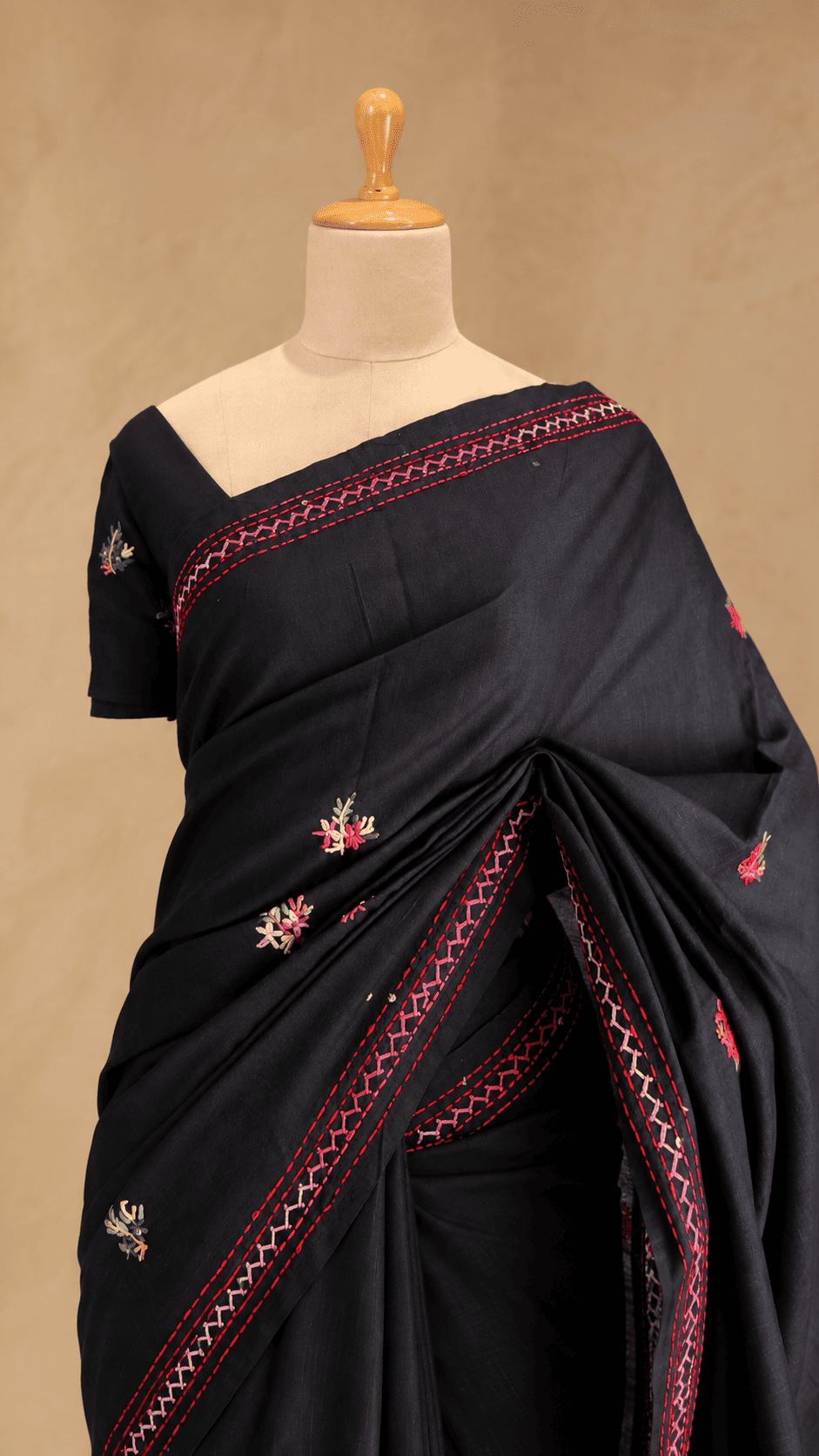 Elegant Hand-Embroidered Cotton Saree for Women