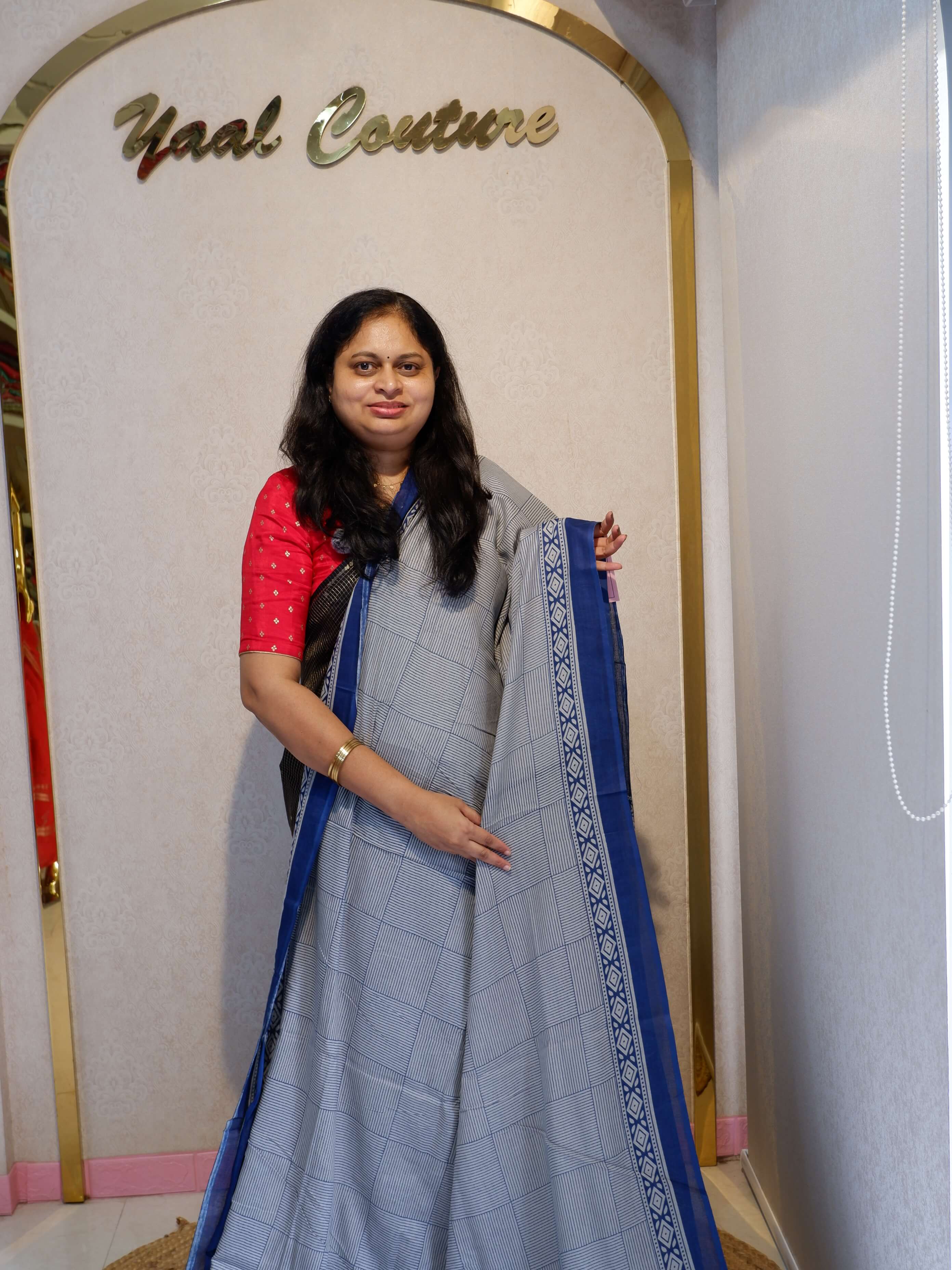 Elegant Cotton Checks Saree for Women | Comfortable Daily & Office Wear