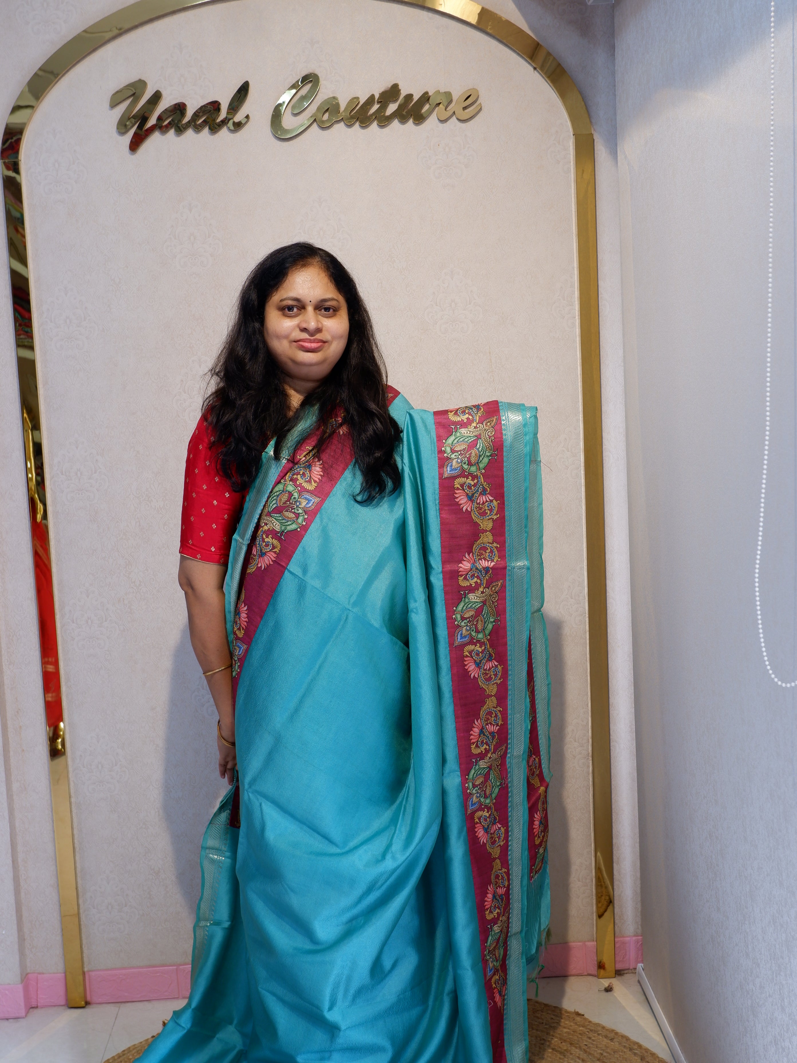 Elegant Crepe Silk Saree with Handcrafted Applique Work | Designer Collection