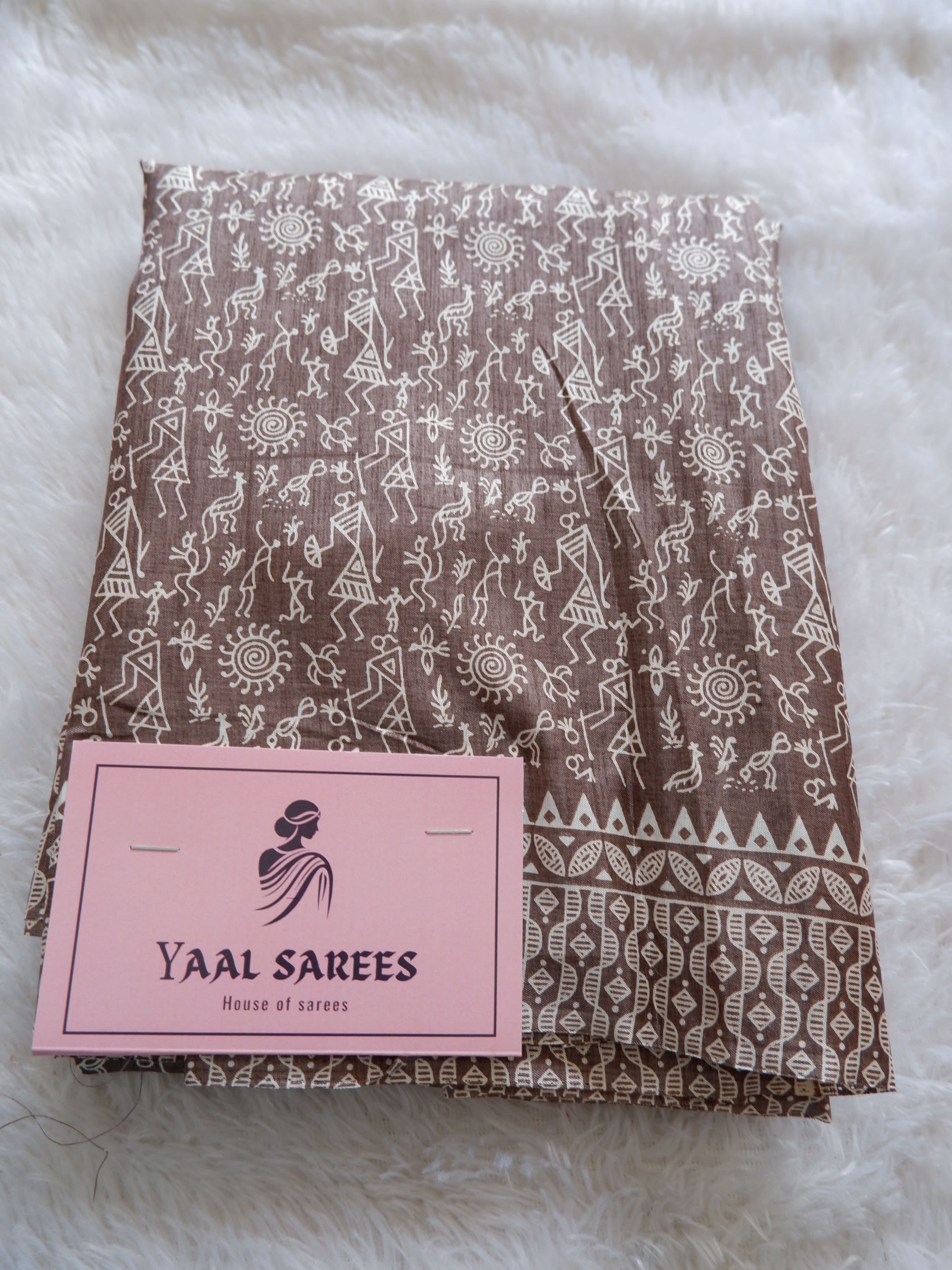 Soft Crepe Silk Saree with Artistic Warli Print Design