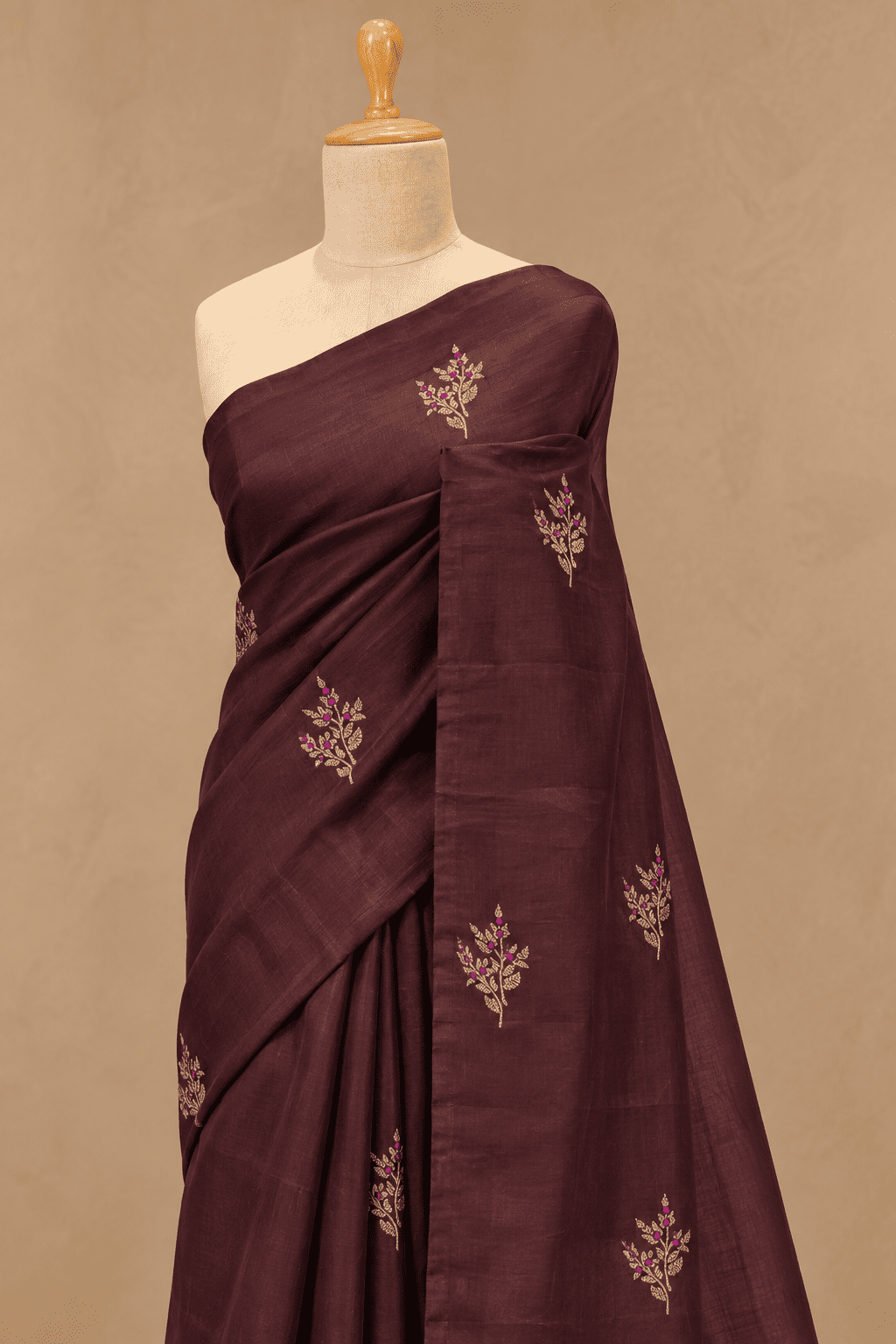 Jute Silk Saree with Elegant Meenakari Work