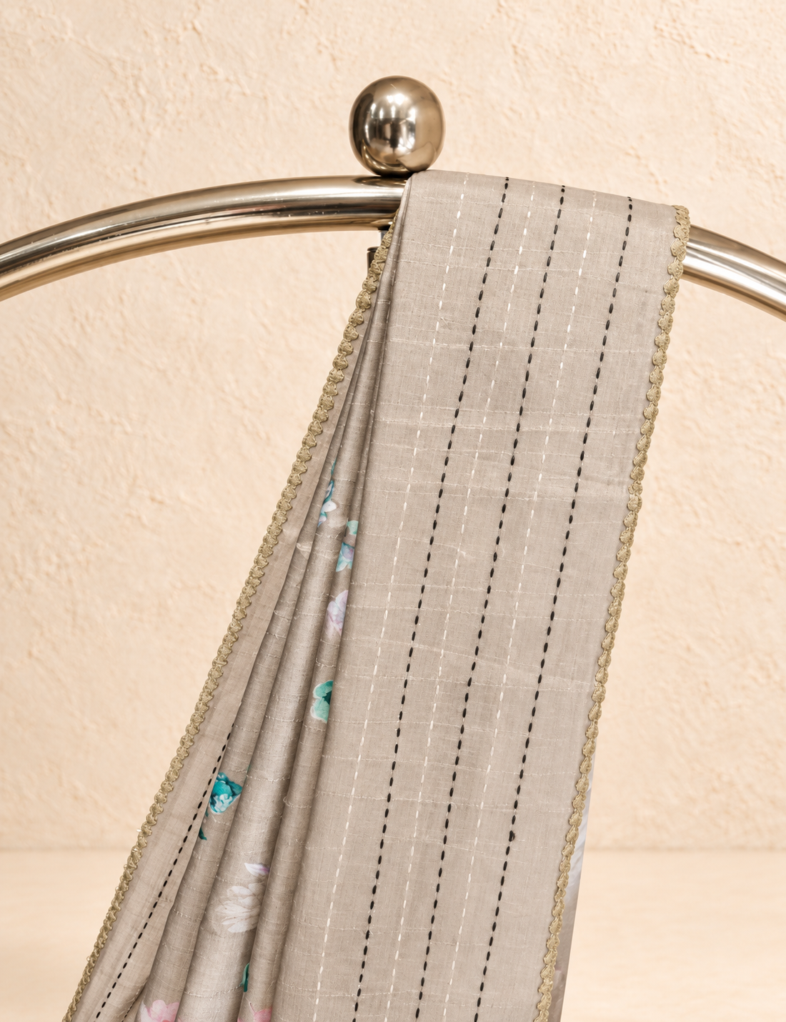 Semi Tassar Saree Pastel Olive Green