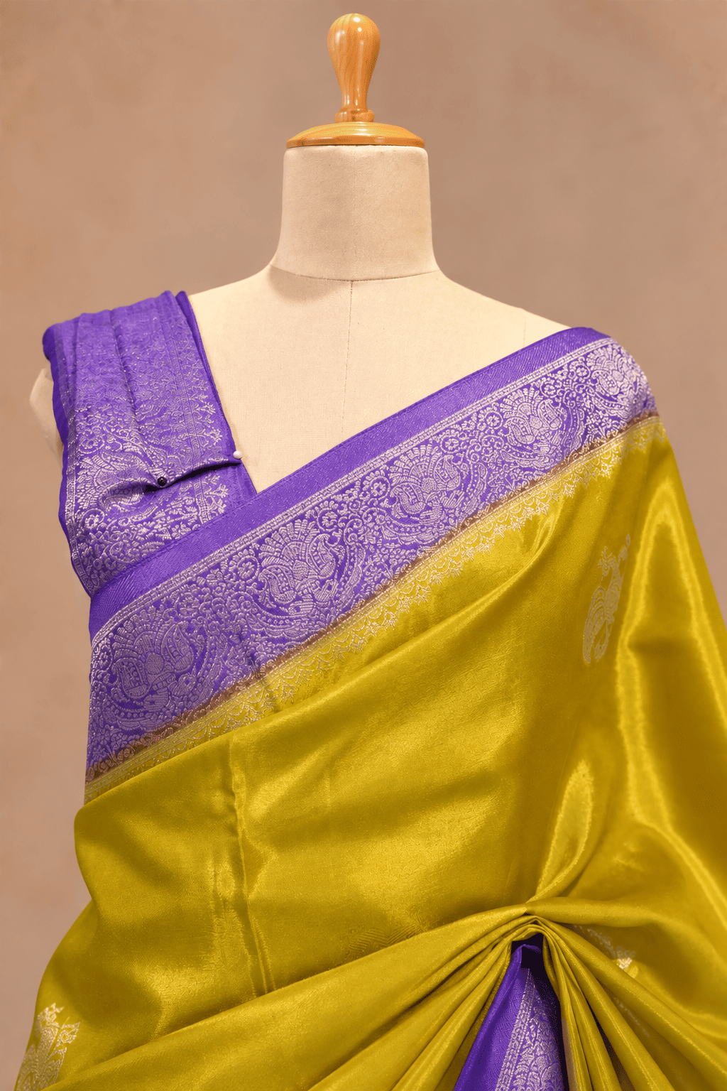 Mustard Garuda Berunda Tussar Saree | Traditional Handwoven Festive Wear Saree