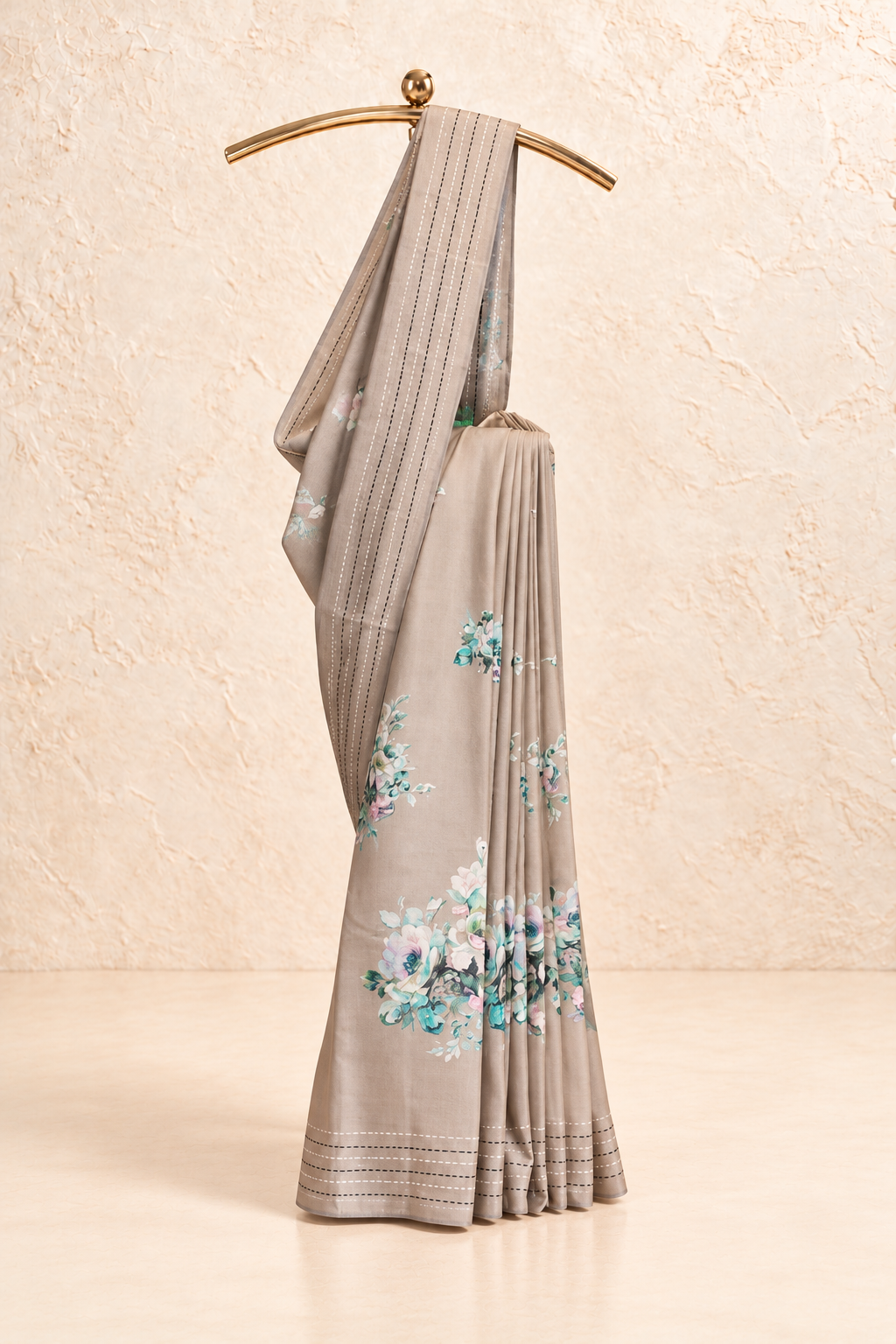 Semi Tassar Saree Pastel Olive Green