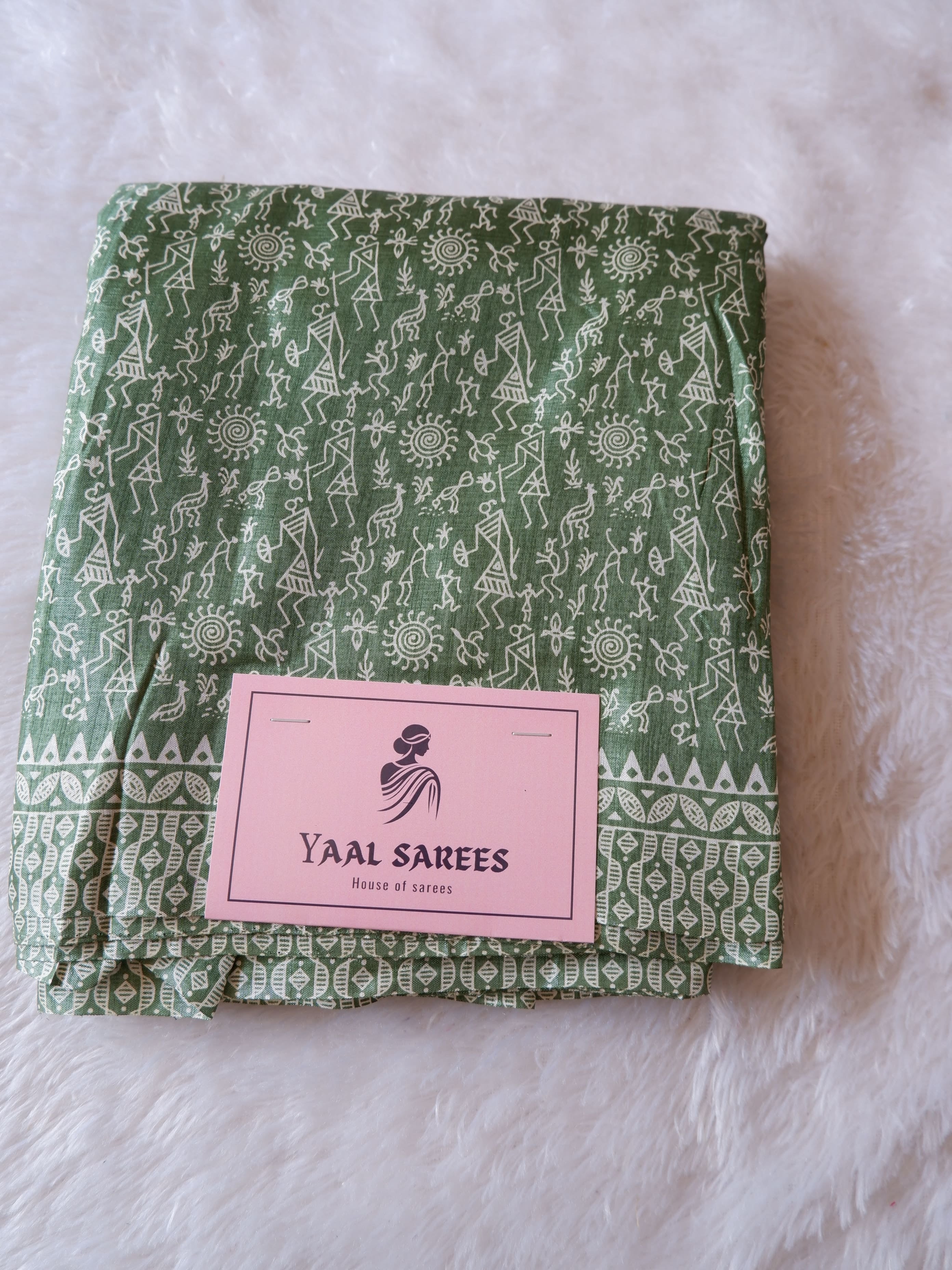 Soft Crepe Silk Saree with Artistic Warli Print Design