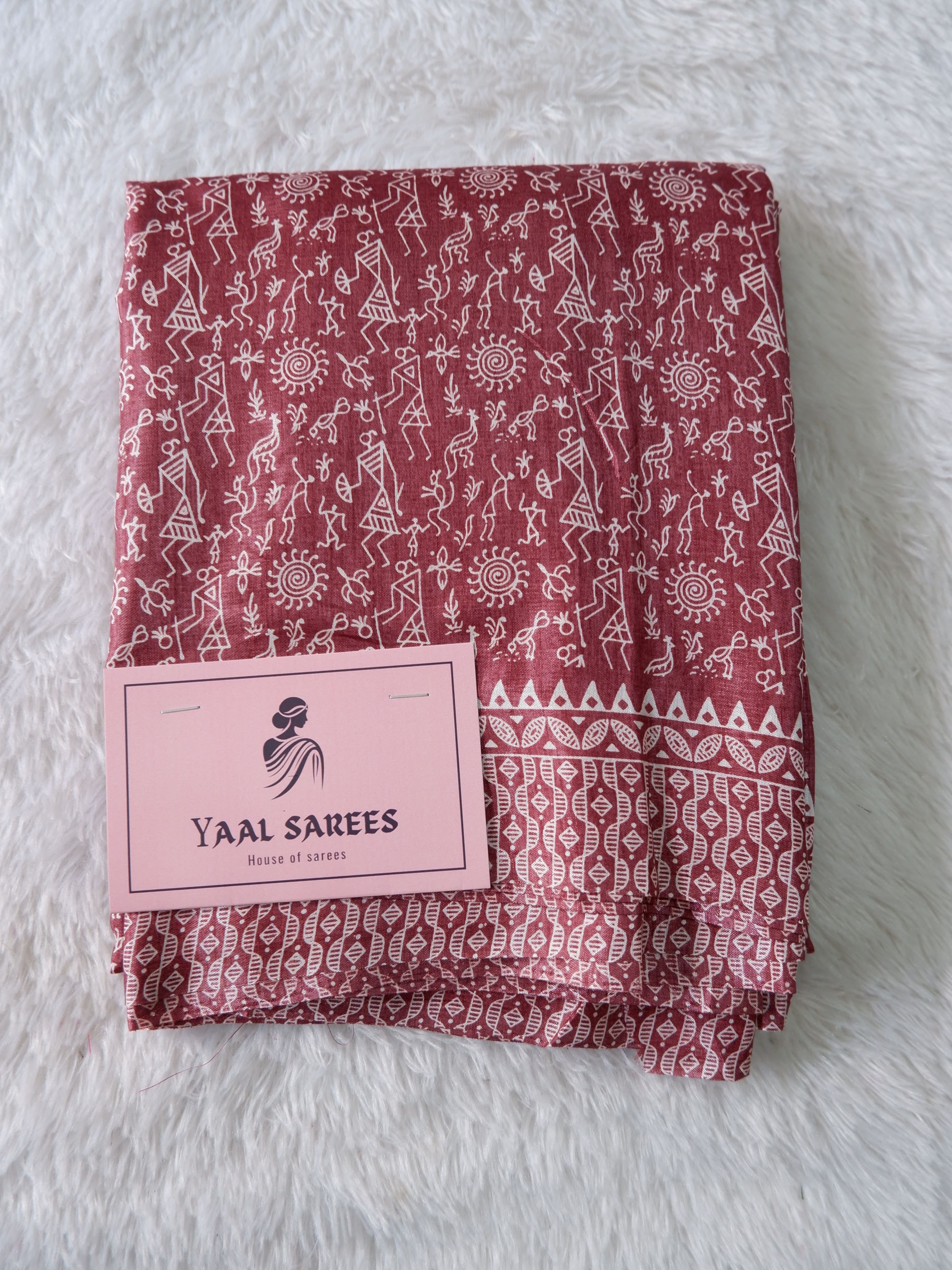 Soft Crepe Silk Saree with Artistic Warli Print Design
