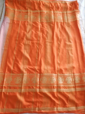 Lightweight Semi Mysore Silk Saree onion pink with Orange Blouse Online