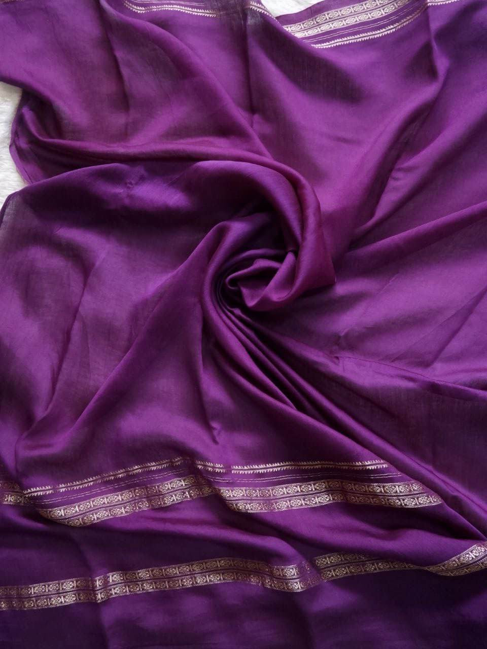 Traditional Assamese Red Saree with Contrast Violet Blouse Online