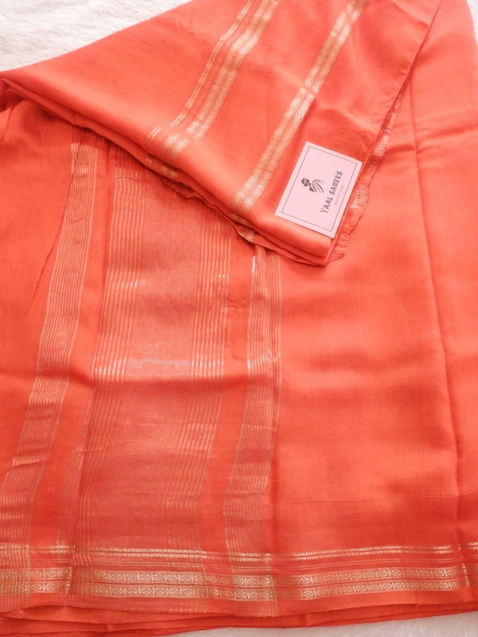Assamese Handloom Orange Saree with Pink Contrast Blouse Online