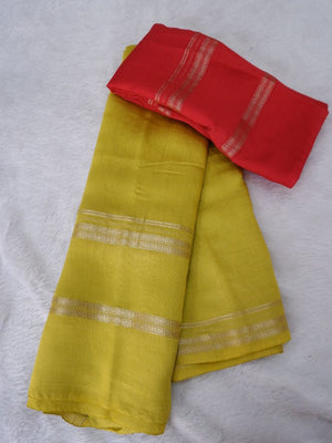 Assamese Handloom Light Green Saree with Red Contrast Blouse Online